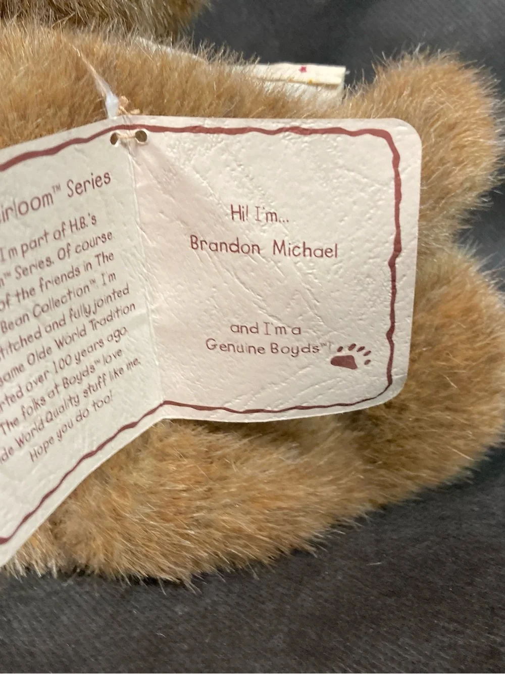 Boyds Bears Brandon Michael #510311 H.B.’s Heirloom Series Jointed Bear w/ Tags
